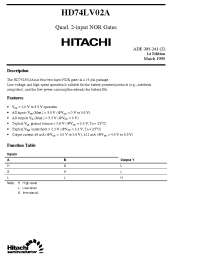 Datasheet HD74LV02A manufacturer Hitachi