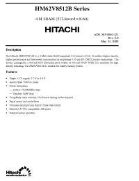 Datasheet HM62V8512BLRR-7UL manufacturer Hitachi