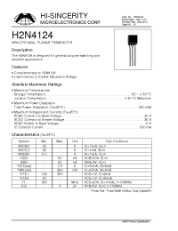 Datasheet H2N4124 manufacturer Hi-Sincerity