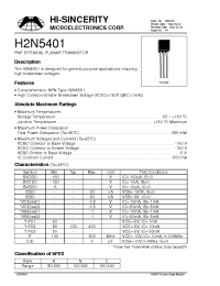 Datasheet H2N5401 manufacturer Hi-Sincerity