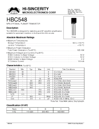Datasheet HBC548 manufacturer Hi-Sincerity
