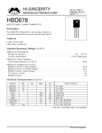 Datasheet HBD678 manufacturer Hi-Sincerity