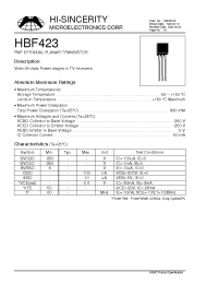Datasheet HBF423 manufacturer Hi-Sincerity