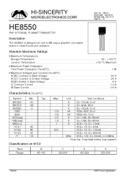 Datasheet HE8550 manufacturer Hi-Sincerity