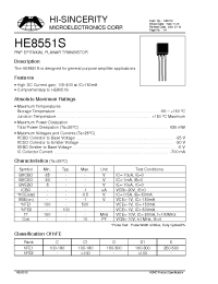 Datasheet HE8551S manufacturer Hi-Sincerity
