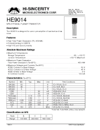 Datasheet HE9014 manufacturer Hi-Sincerity