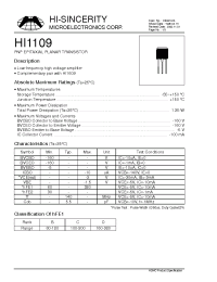 Datasheet HI1109 manufacturer Hi-Sincerity
