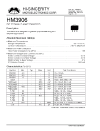 Datasheet HM3906 manufacturer Hi-Sincerity