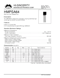 Datasheet HMBTA64 manufacturer Hi-Sincerity