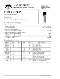 Datasheet HMPS6562 manufacturer Hi-Sincerity