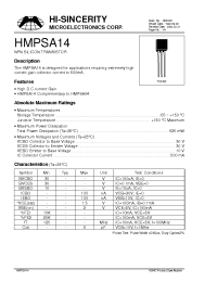 Datasheet HMPSA14 manufacturer Hi-Sincerity