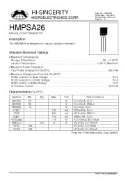 Datasheet HMPSA26 manufacturer Hi-Sincerity