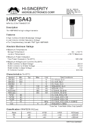 Datasheet HMPSA43 manufacturer Hi-Sincerity