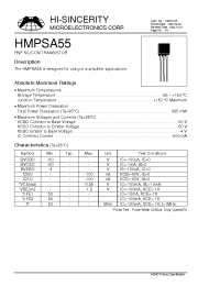 Datasheet HMPSA55 manufacturer Hi-Sincerity