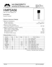 Datasheet HMPSA56 manufacturer Hi-Sincerity