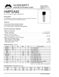 Datasheet HMPSA93 manufacturer Hi-Sincerity