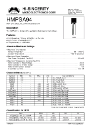 Datasheet HMPSA94 manufacturer Hi-Sincerity