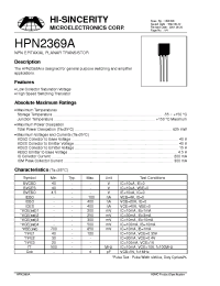 Datasheet HPN2369A manufacturer Hi-Sincerity