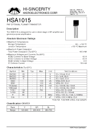 Datasheet HSA1015 manufacturer Hi-Sincerity