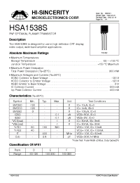 Datasheet HSA1538S manufacturer Hi-Sincerity