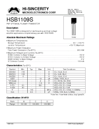 Datasheet HSB1109S manufacturer Hi-Sincerity