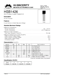 Datasheet HSB1426 manufacturer Hi-Sincerity
