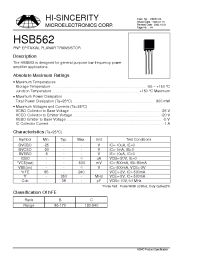 Datasheet HSB562 manufacturer Hi-Sincerity