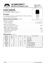 Datasheet HSC2625 manufacturer Hi-Sincerity