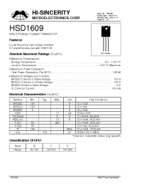 Datasheet HSD1609 manufacturer Hi-Sincerity