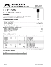 Datasheet HSD1609S manufacturer Hi-Sincerity