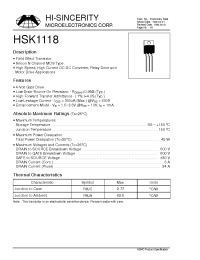 Datasheet HSK1118 manufacturer Hi-Sincerity