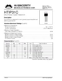 Datasheet HTIF31C manufacturer Hi-Sincerity