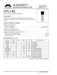 Datasheet HTL145 manufacturer Hi-Sincerity