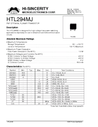 Datasheet HTL294MJ manufacturer Hi-Sincerity