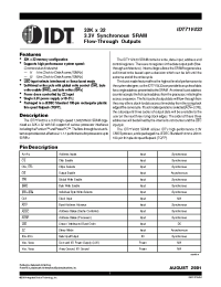 Datasheet 71V433S11PFI manufacturer IDT