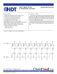 Datasheet IDT54FCT574ATPYB manufacturer IDT