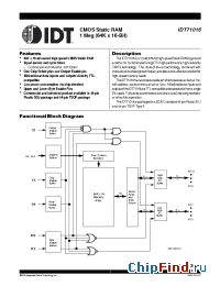 Datasheet IDT71016S-12I manufacturer IDT