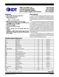 Datasheet IDT71V2576S133PFI manufacturer IDT