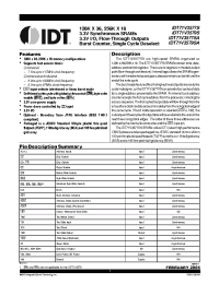 Datasheet IDT71V3577S85BQGI manufacturer IDT