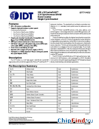 Datasheet IDT71V432S10PF manufacturer IDT