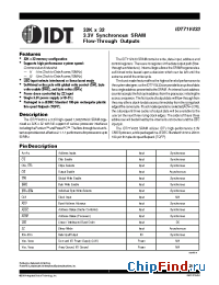 Datasheet IDT71V433S11 manufacturer IDT