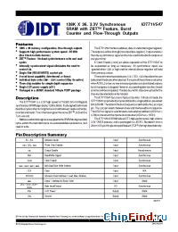 Datasheet IDT71V547S100 manufacturer IDT
