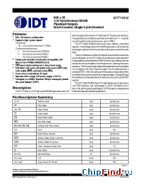 Datasheet IDT71V632S-125 manufacturer IDT