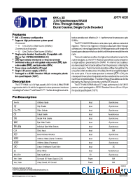 Datasheet IDT71V633S11 manufacturer IDT