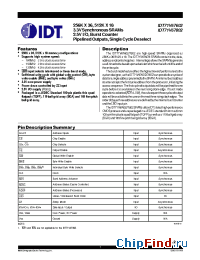Datasheet IDT71V67602S150PFI manufacturer IDT