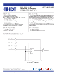 Datasheet IDT74ALVC16834 manufacturer IDT