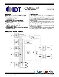 Datasheet IDT77V106L25TF manufacturer IDT