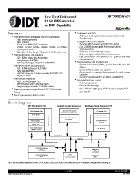Datasheet IDT79R4640-133DUI manufacturer IDT