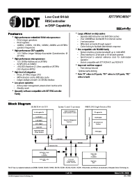 Datasheet IDT79R4650-100DP manufacturer IDT