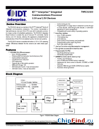Datasheet IDT79RC32333 manufacturer IDT